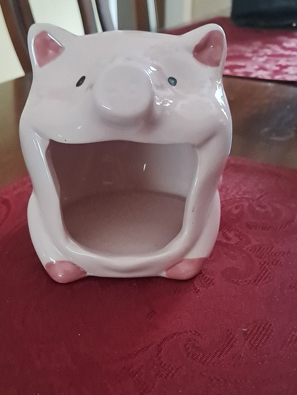 Vintage Pink Ceramic Pig Holder Great For Kitchen Or Holding Trinkets